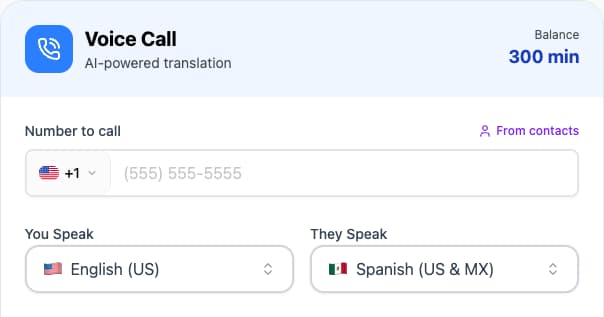 Browser Call with You Speak and They Speak selected