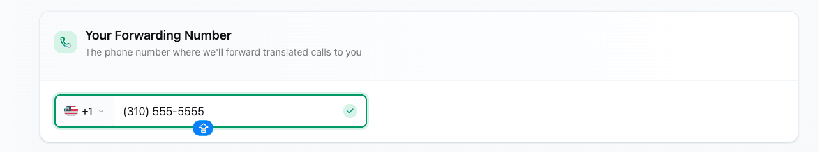 Forwarding number setup