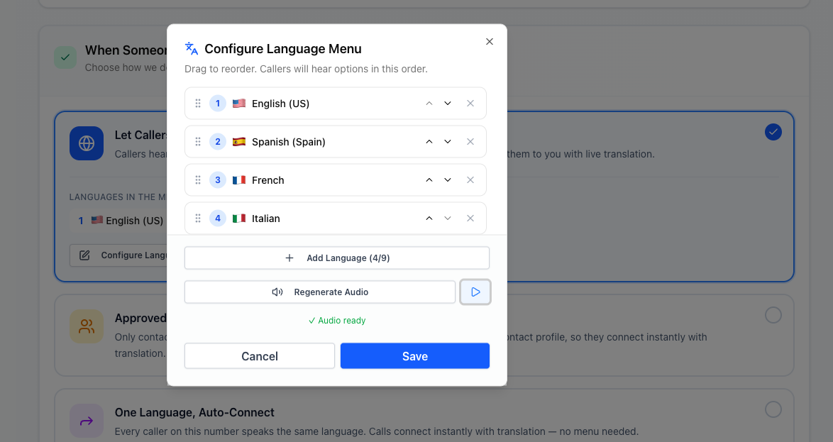 Greeting customization interface